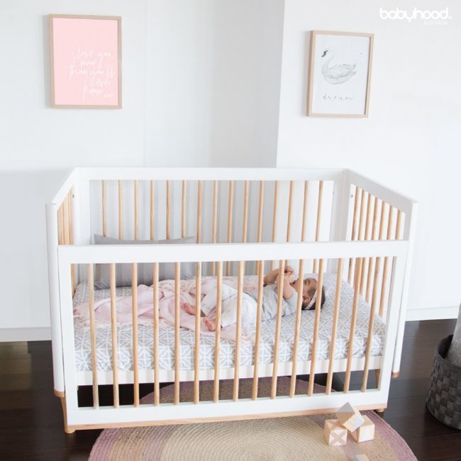 Riya Cot - Beech/White