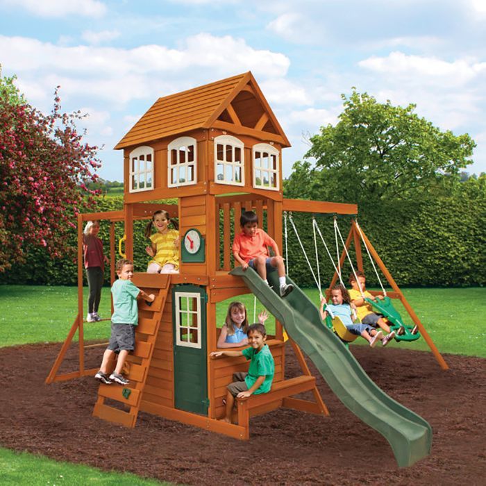 Kids Outdoor Play Set with Swings and Slide