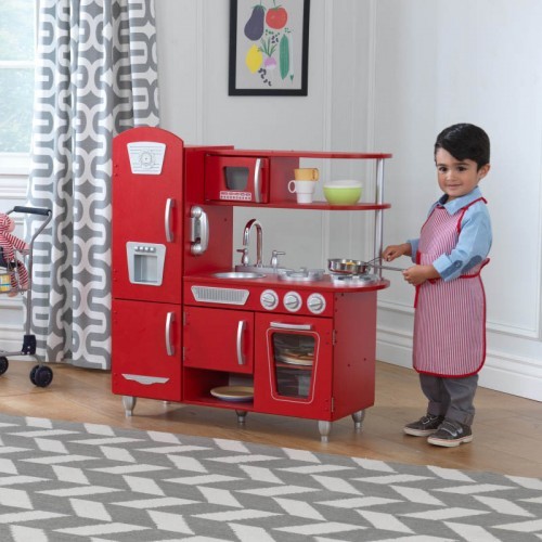 Vintage Red Kitchen Play Set for Kids