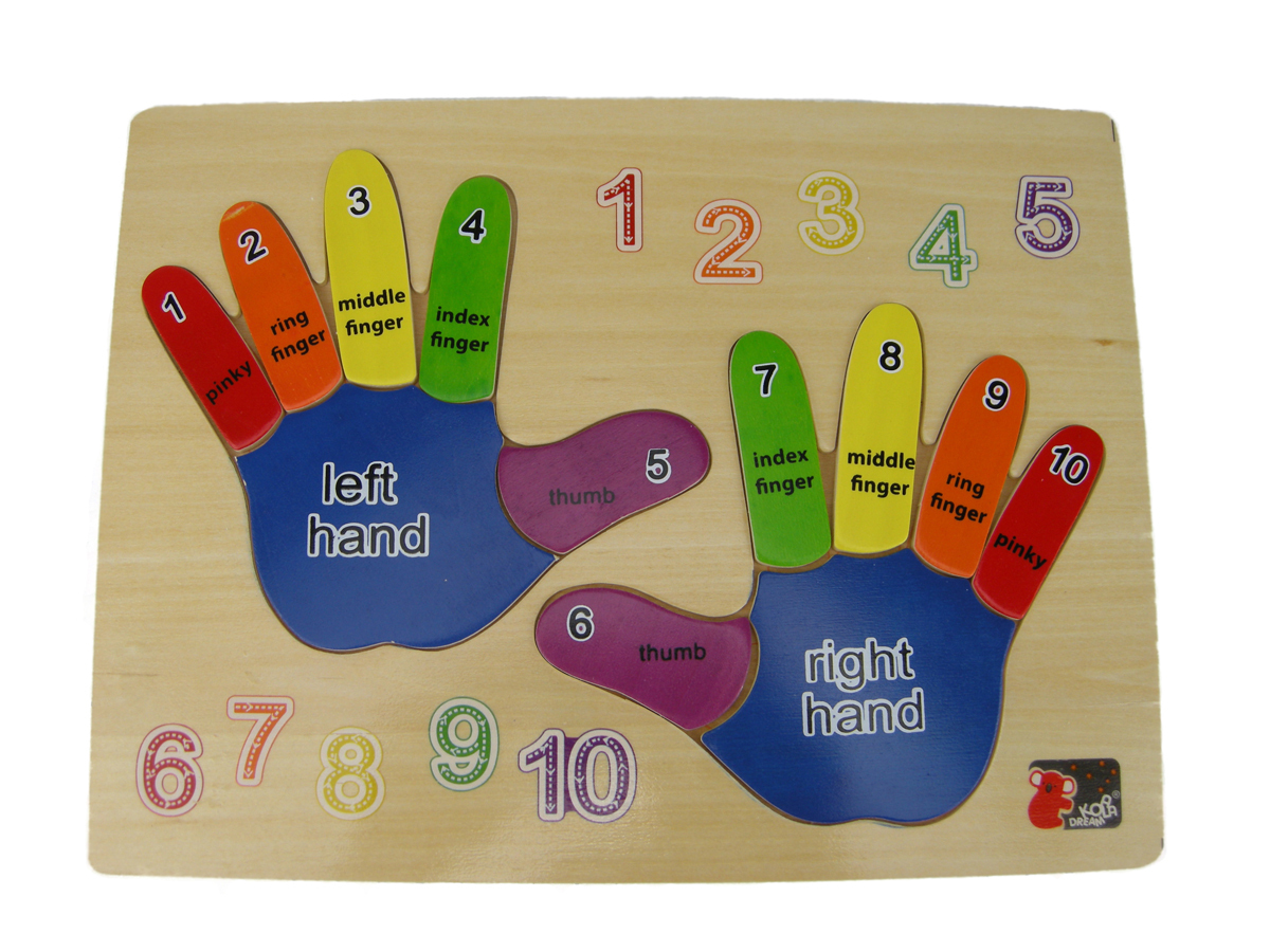 Wooden Puzzle for kids - hands and numbers puzzle